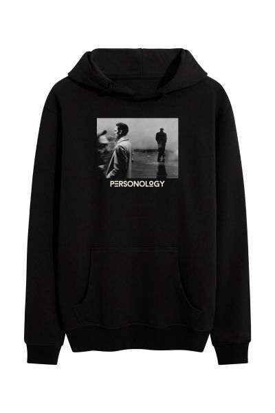 Black Premium Cotton Man wtih Coat Design Pullover Hoodie