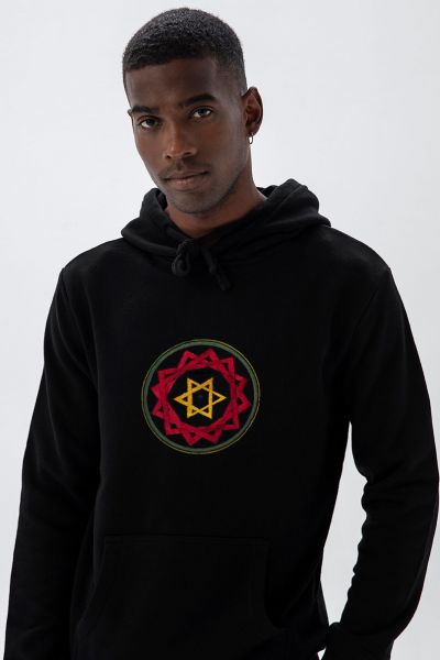 Black Premium Cotton Sufism Design Pullover Hoodie