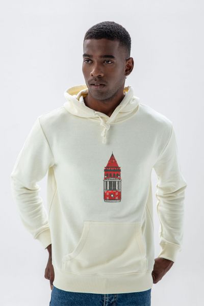 Ecru Premium Cotton Istanbul Design Pullover Hoodie