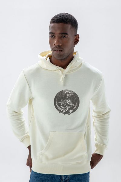 Ecru Premium Cotton Jesus Design Pullover Hoodie