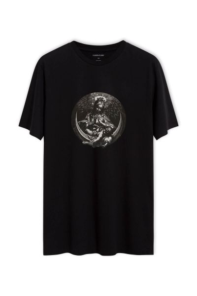 Black Soft Fabric Jesus Design Short Sleeve Tee