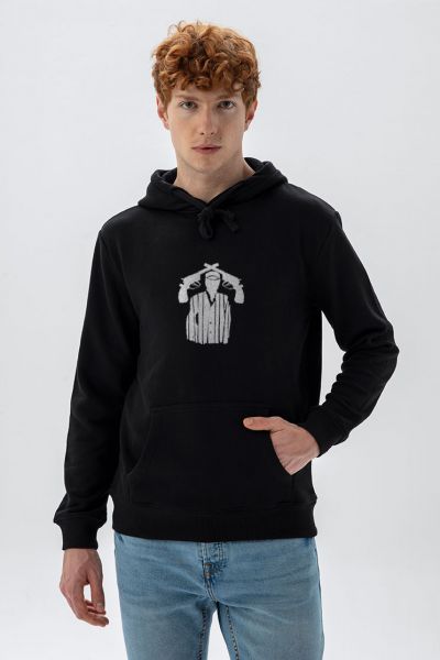 Black Premium Cotton Guns Design Pullover Hoodie