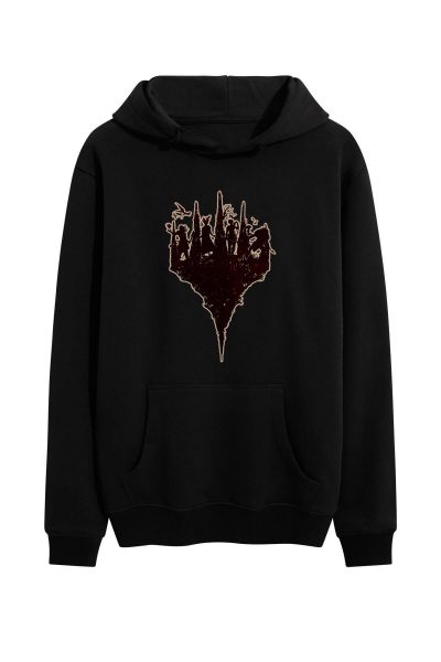 Black Premium Cotton Abstract Design Pullover Hoodie