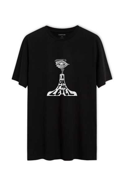 Black Soft Fabric Illuminati Design Short Sleeve Tee