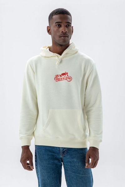 Ecru Premium Cotton Riders on the storm Design Pullover Hoodie