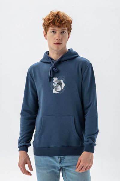 Navy Premium Cotton Time Machine Design Pullover Hoodie