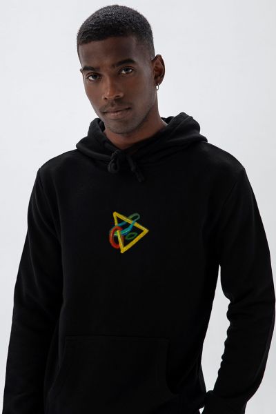 Black Premium Cotton Triangle Design Pullover Hoodie