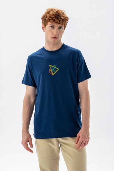 Navy Soft Fabric Triangle Design Short Sleeve Tee