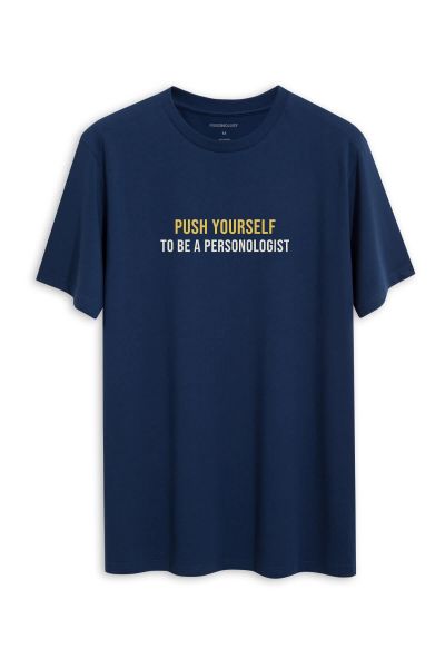 Navy Soft Fabric Push Yourself Design Short Sleeve Tee