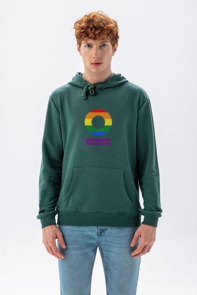 Green Premium Cotton Happy Pride Design Pullover Hoodie