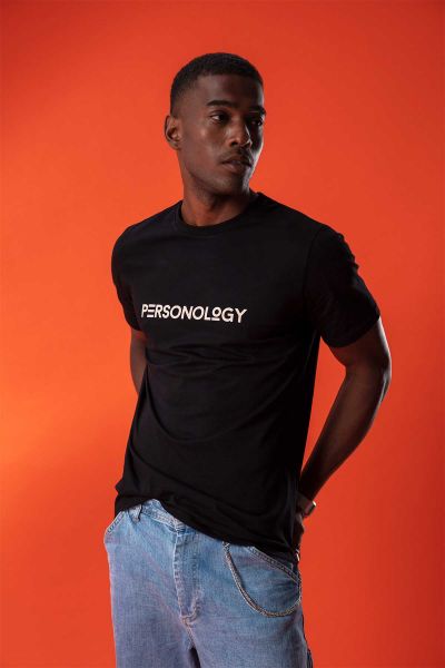 Black Soft Fabric Personology Design Short Sleeve Tee