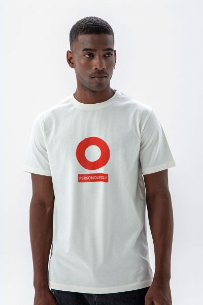 Off White Soft Fabric Personology Design Short Sleeve Tee