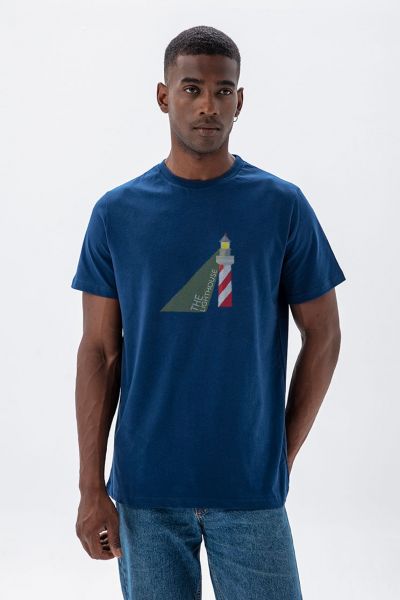 Navy Soft Fabric The Lighthouse Design Short Sleeve Tee