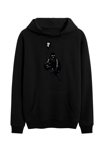 Black Premium Cotton Terrorıst Design Pullover Hoodie