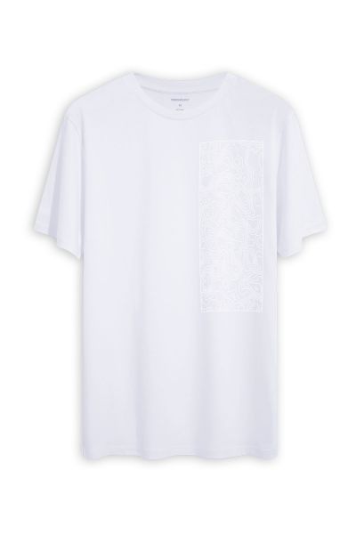 White Soft Fabric Wave Design Short Sleeve Tee