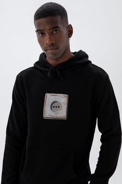 Black Premium Cotton Connection Design Pullover Hoodie