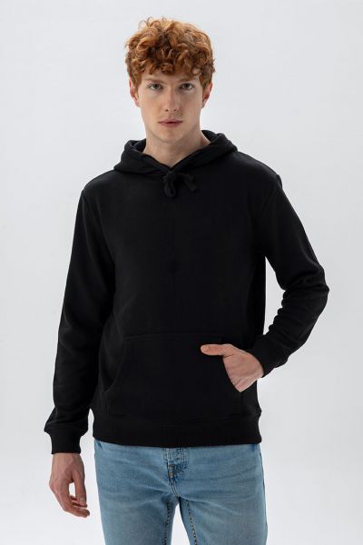 Black Premium Cotton Reflection Design Pullover Hoodie