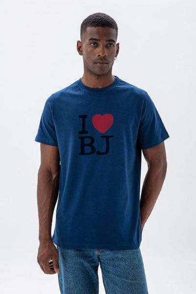 Navy Soft Fabric I love BJ Design Short Sleeve Tee