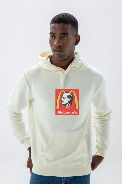 Ecru Premium Cotton Mc Lenin's Design Pullover Hoodie