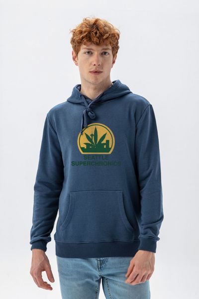 Navy Premium Cotton seattle supersonics Design Pullover Hoodie