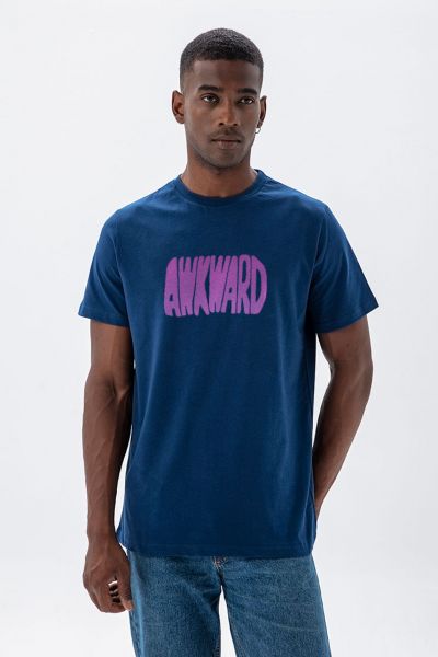 Navy Soft Fabric Awkward Design Short Sleeve Tee