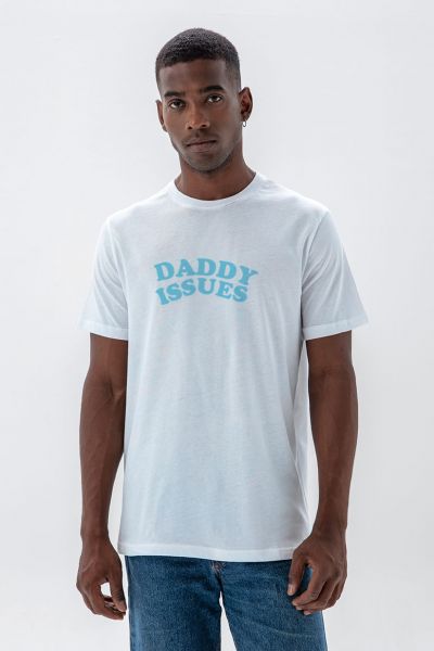 White Soft Fabric daddy issues Design Short Sleeve Tee