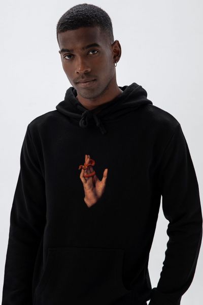 Black Premium Cotton  Design Pullover Hoodie