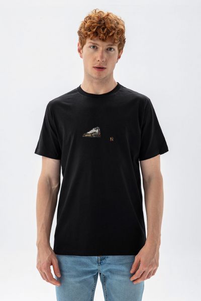 Black Soft Fabric  Design Short Sleeve Tee