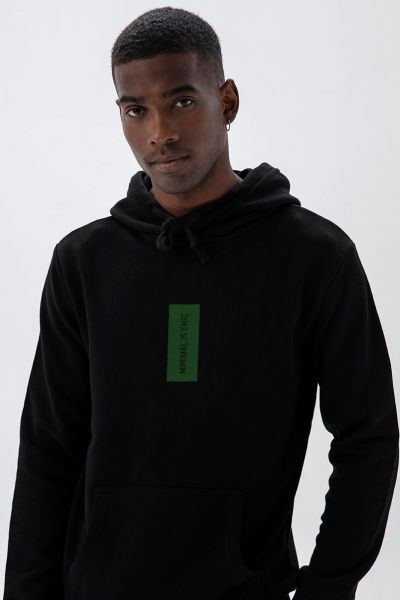 Black Premium Cotton Minimal is Chic Design Pullover Hoodie