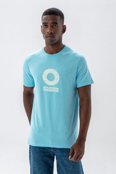 Blue Soft Fabric Basic Design Short Sleeve Tee