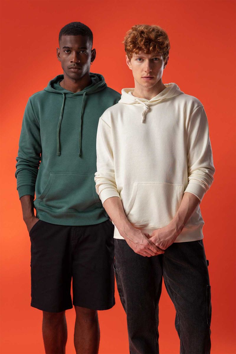 Ecru Premium Cotton Basic Design Pullover Hoodie