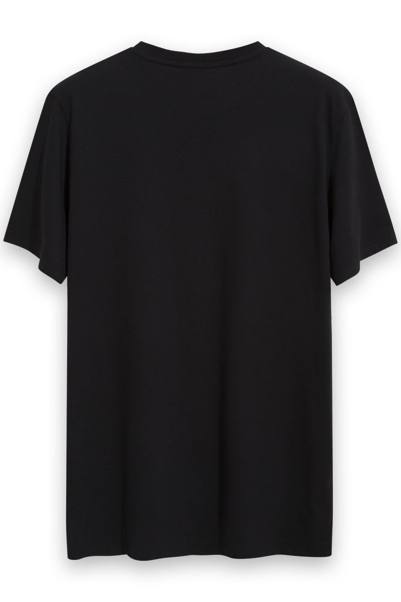 Black Soft Fabric Basic Design Short Sleeve Tee