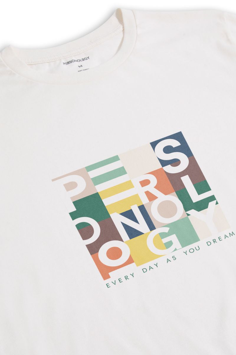 Off White Soft Fabric Everyday as You Dream Design Short Sleeve Tee