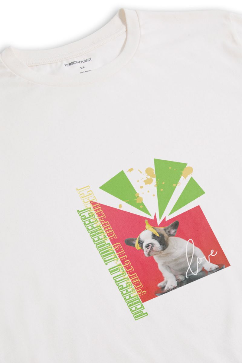 Off White Soft Fabric Perfectly Imperfect Design Short Sleeve Tee