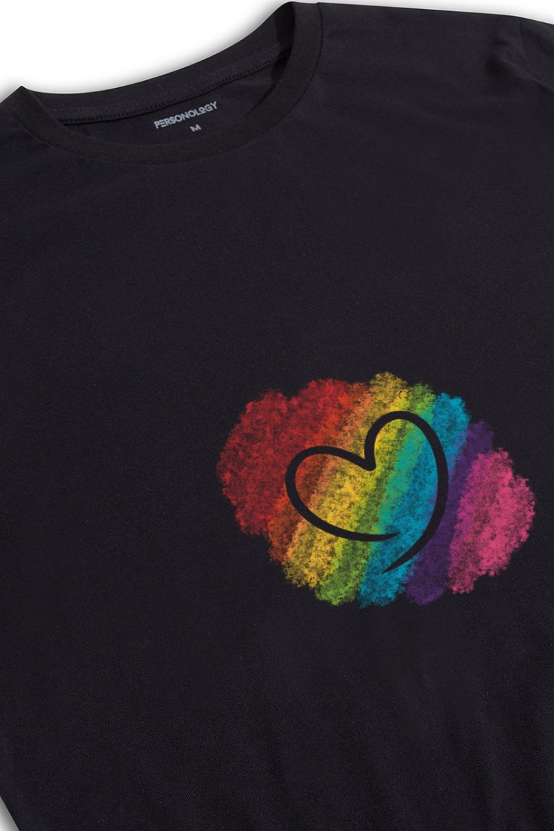 Black Soft Fabric Happy Pride Design Short Sleeve Tee