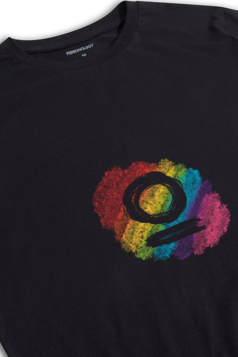 Black Soft Fabric Happy Pride Design Short Sleeve Tee