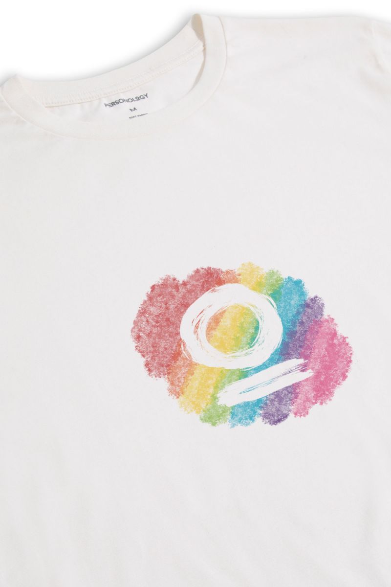 Off White Soft Fabric Happy Pride Design Short Sleeve Tee