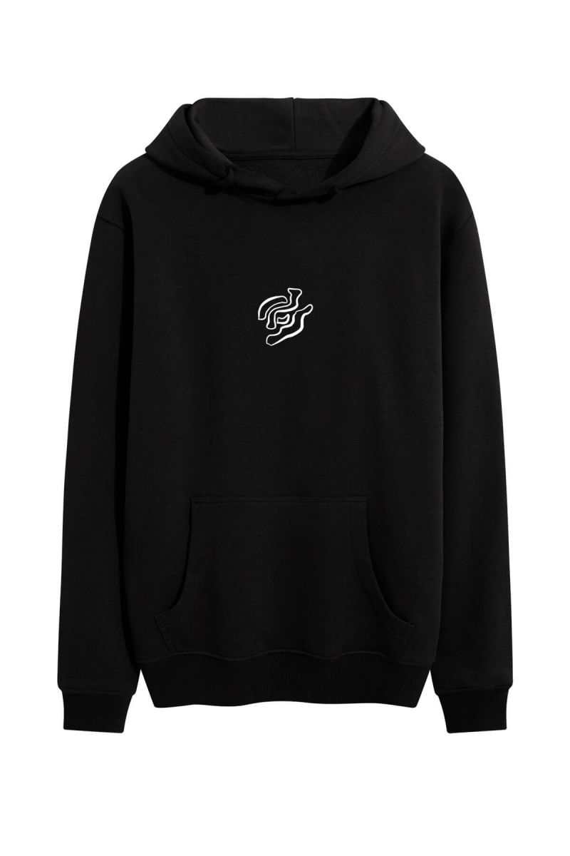 Black Premium Cotton Distortion Design Pullover Hoodie