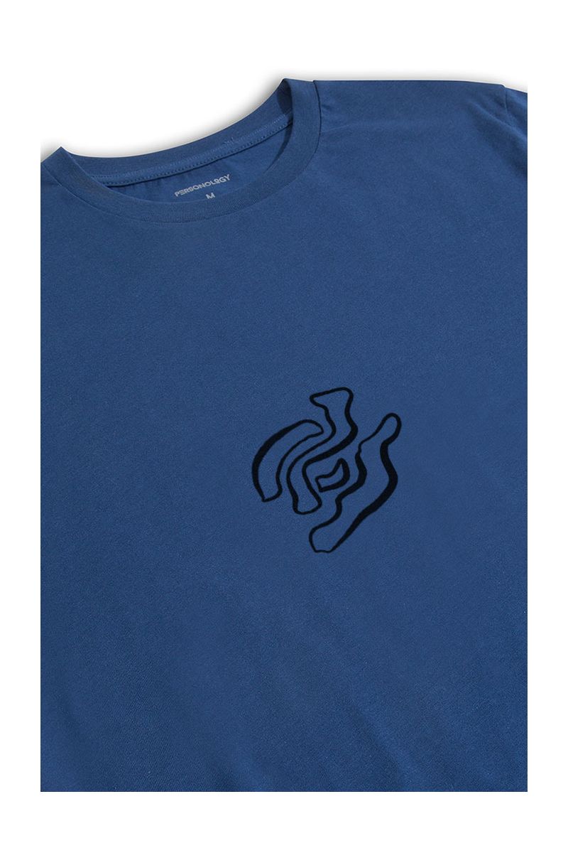 Navy Soft Fabric Distortion Design Short Sleeve Tee