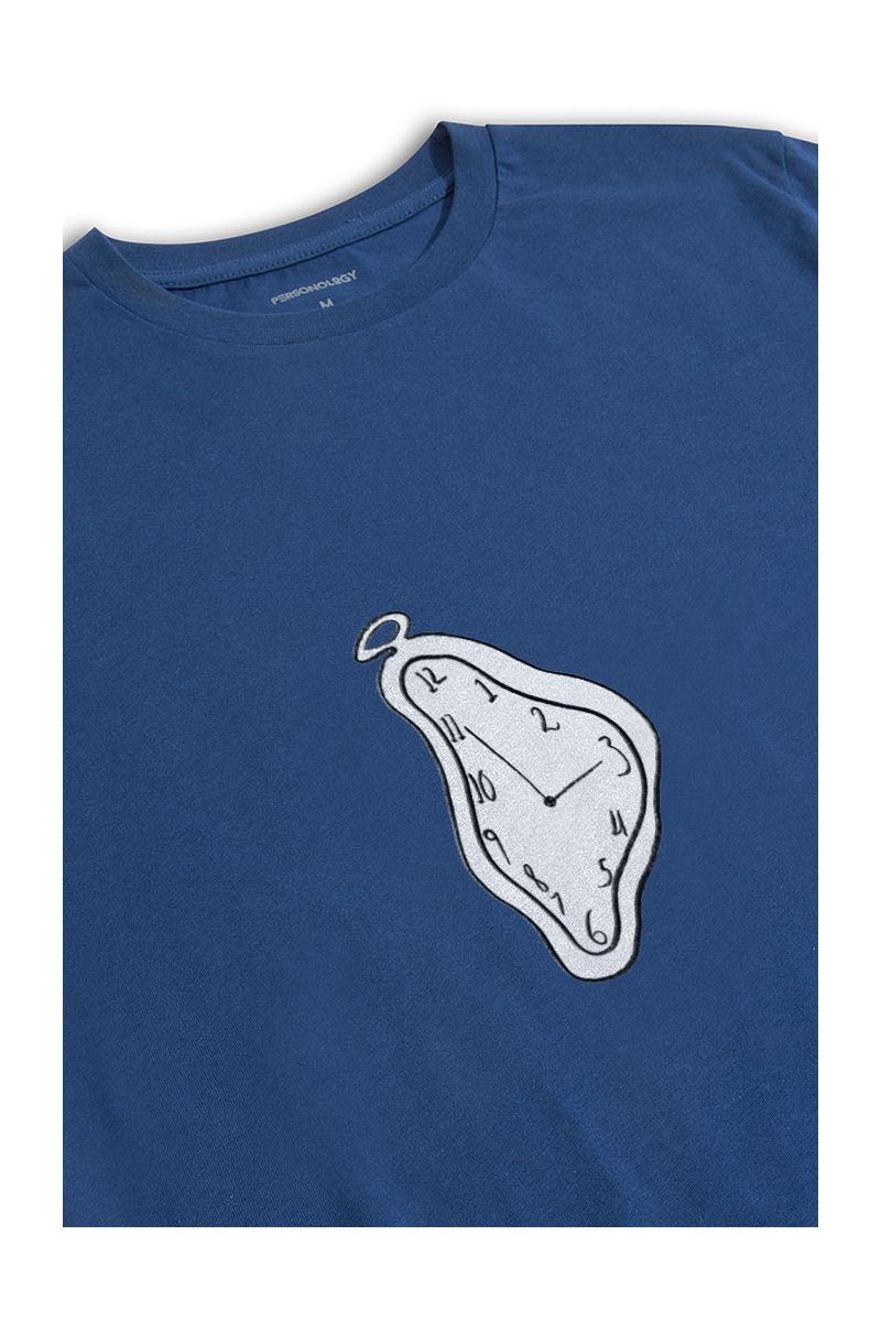 Navy Soft Fabric Crying Watch Design Short Sleeve Tee