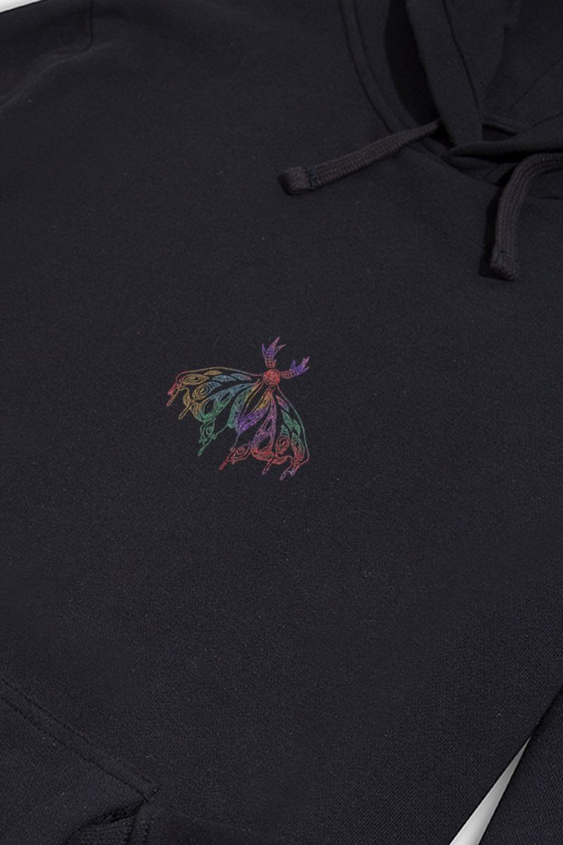 Black Premium Cotton Butterfly Design Pullover Hoodie