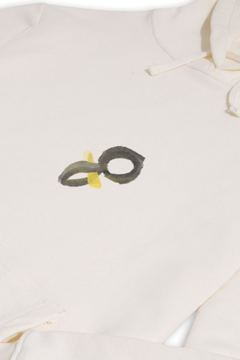 Ecru Premium Cotton Alef Design Pullover Hoodie