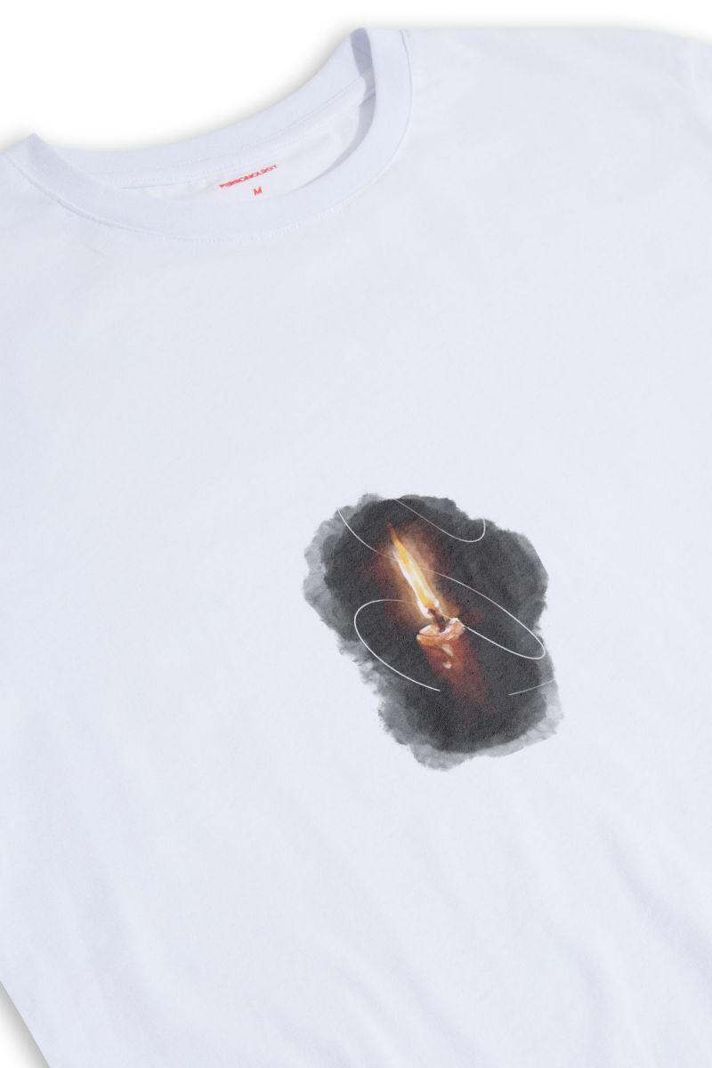 White Soft Fabric candle Design Short Sleeve Tee