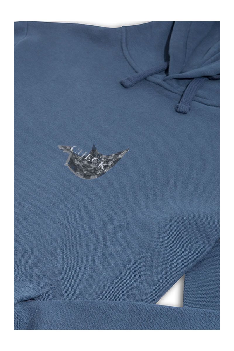 Navy Premium Cotton Check Design Pullover Hoodie