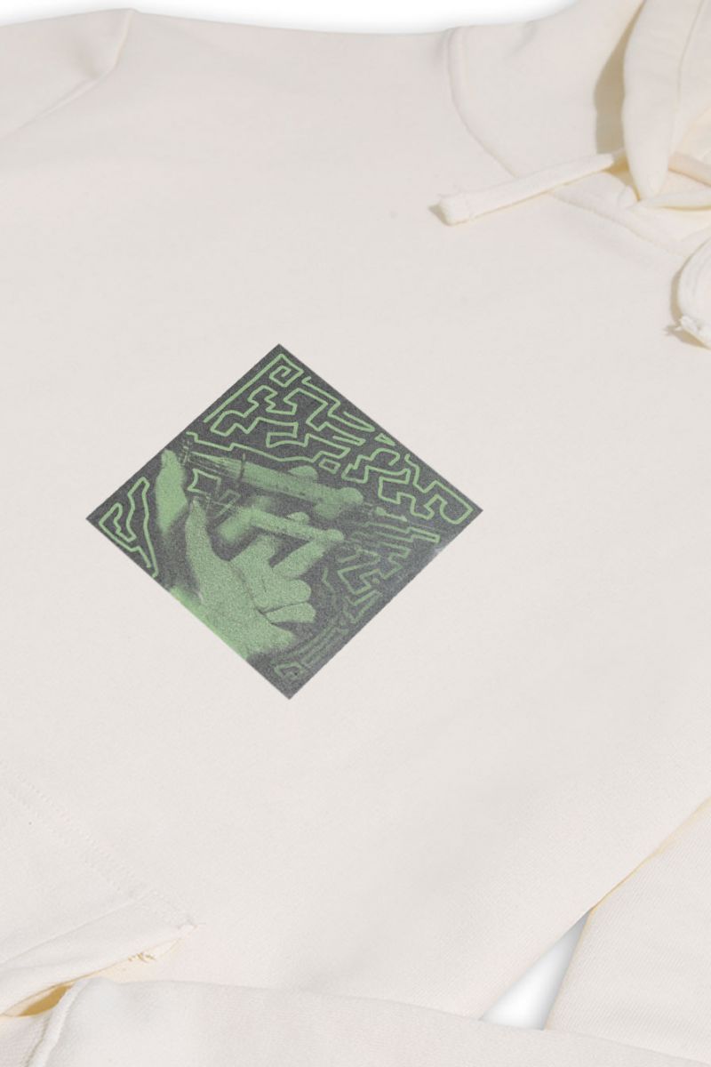 Ecru Premium Cotton Injection Design Pullover Hoodie
