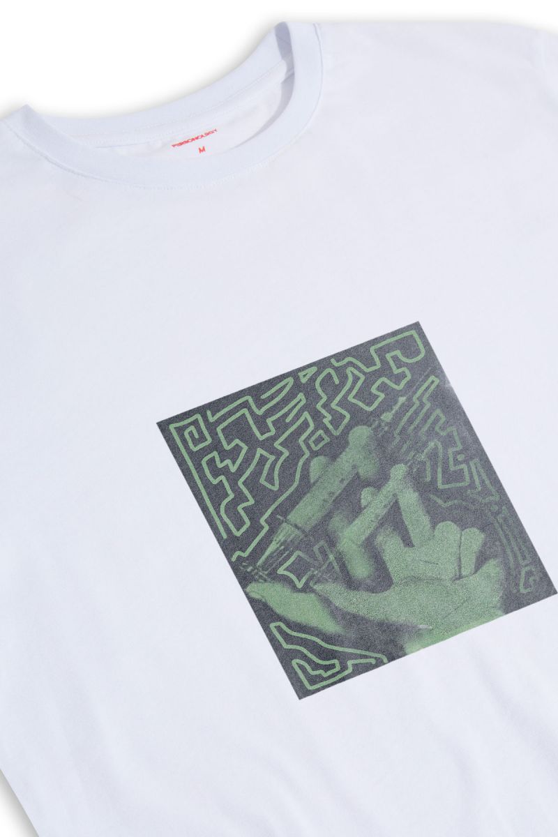White Soft Fabric Injection Design Short Sleeve Tee