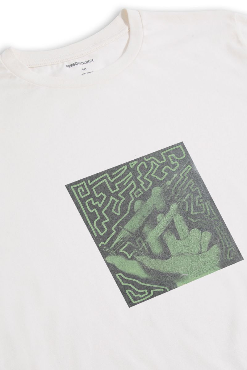 Off White Soft Fabric Injection Design Short Sleeve Tee