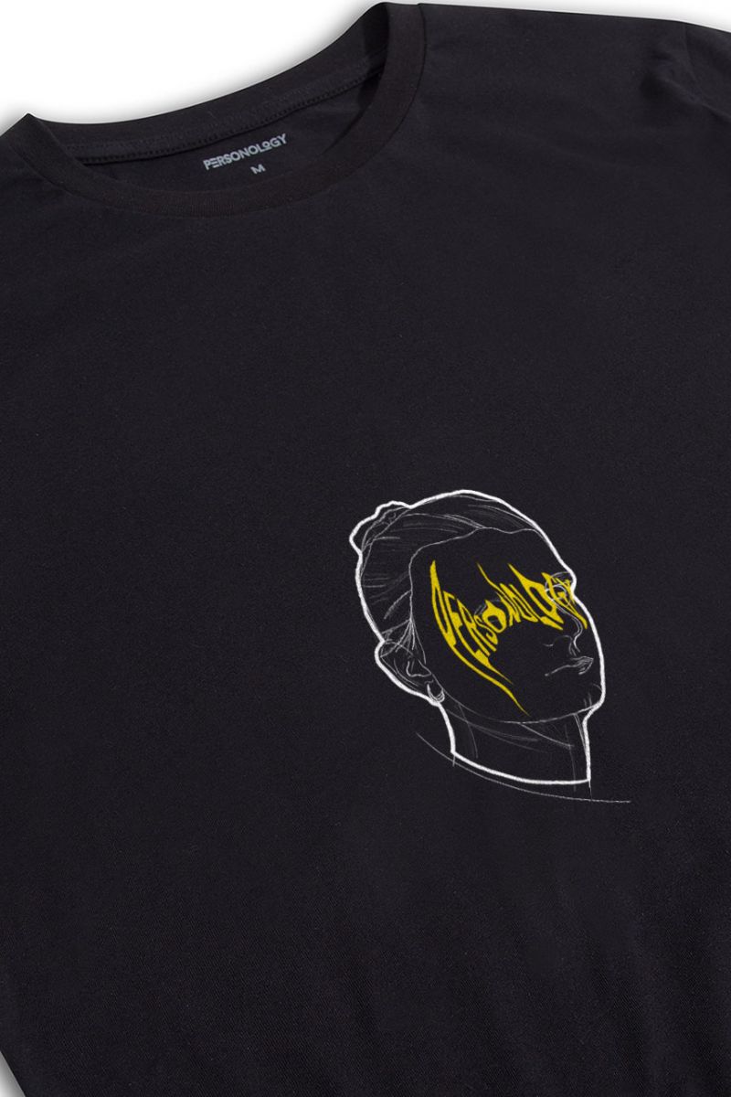 Black Soft Fabric My Face Design Short Sleeve Tee