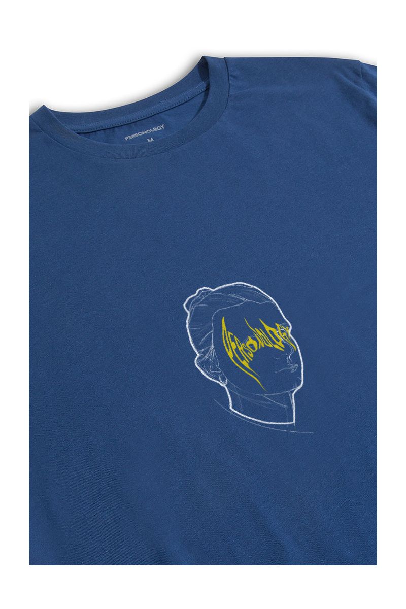 Navy Soft Fabric My Face Design Short Sleeve Tee