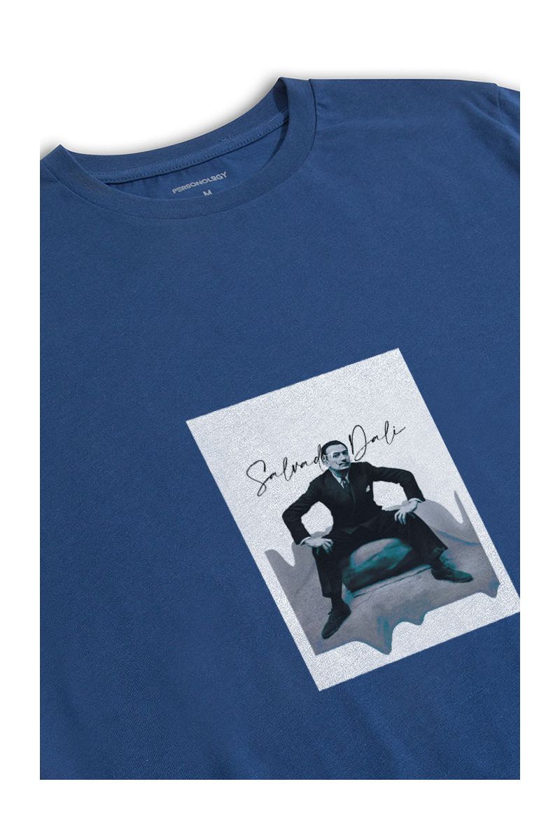 Navy Soft Fabric Salvador Dali Design Short Sleeve Tee